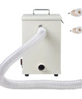Heavy Duty Lab Dust Collector With 1000 Watt Vacuum Cleaner For Artisan And Dental Labs, white unit with flexible hose and collection bags.