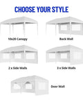 10x20 Heavy Duty Pop Up Canopy With 6 Removable Sidewalls Commercial Wedding Tent And Event Shelter Rustproof Powder Coated Frame Portable Storage Bag Quick Setup For Patio Backyard And Outdoor Use White