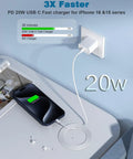 Fast USB C Charger 20W For iPhone 17 16 15 And iPad Pro Type C Wall Charger in use with black phone on a white surface