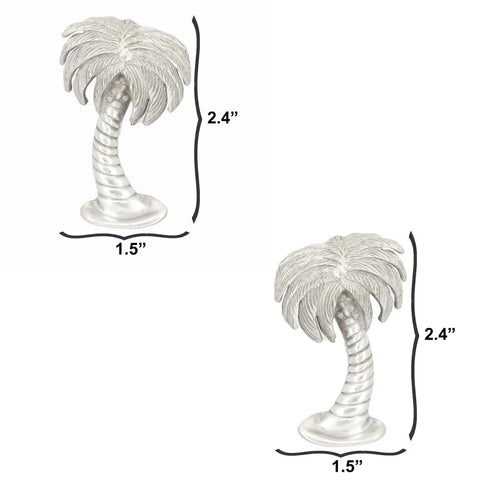Coastal Palm Tree Cabinet Knobs Set Matched Pair Pewter Hardware Ocean Chic Drawer Pulls for Beachy Kitchen and Bath