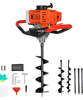 Gas Powered Post Hole Digger Workhorse With 3 Inch 6 Inch And 8 Inch Bits Plus 23 Inch Extension Poles and accessories