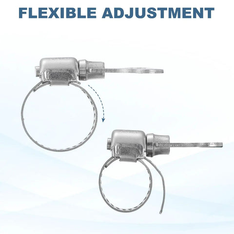 Four Pack Adjustable Hose Clamps 6.1 To 7 Inch 304 Stainless Steel Worm Gear with flexible adjustment key.