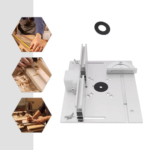 Top Shelf Aluminum Alloy Router Table Insert Plate Slick Surface Precision Fit Milling Base with fence, 9.45x7.87 inch for woodworkers.