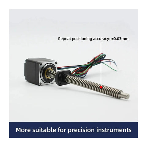 NEMA 8 Stepper Motor Linear Actuator with Through Type Leadscrew Tr3.5 Thread 20X25 and 20X30 mm Mounting viewed from the side.
