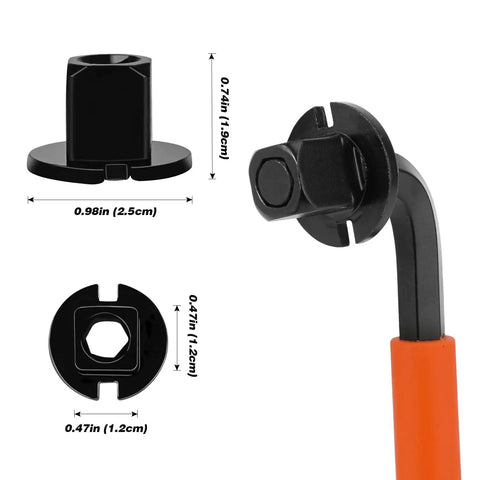 Close-up of Bike Crank Puller Set 4 In 1 With Crank Extractor Bottom Bracket Remover showing dimensions and black tool detail.