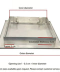 No Sweat Push To Open Drywall Access Panel Heavy Duty Flush Inspection Door For Ceilings with measurements and details.