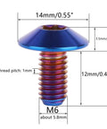 Set Of 4 Beefed Up Titanium Bolts With Torx Head For Bicycle And Motorcycle M5 And M6 In Burnt Blue Finish 12mm size shown