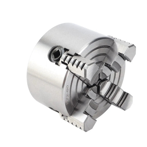 Heavy Duty 4 Jaw Independent Lathe Chuck With 3 Inch Reversible Jaws manual machine shop workhorse close-up view