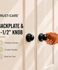 Solid Die Cast Zinc Escutcheon Backplates Cover Those Awful Screw Holes And Lock Down Loose Knobs On Bifold Closet Doors. Elegant black knobs with matching backplate.