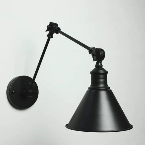 Frosted Black Vintage Industrial Wall Lamp Set, Adjustable Sconce Lighting For Bedroom Headboard Living Room Bathroom Porch Garage, Modern Farmhouse Style, Hardwire 2-Pack, UL Listed