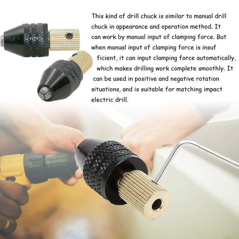 Two Pack 3.17mm Electric Motor Shaft Mini Drill Chuck Adapter Set Built Tough For Drill Bits 0.3 To 3.4mm Shanks close-up view