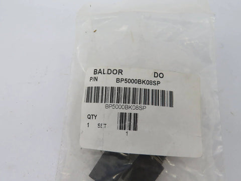 BP5000BK08SP motor carbon brush package showing label and sealed unit for brushed DC motors, 3/8 hp, 130 V, parallel shaft fitment.