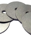 Five Heavy Duty Type 18-8 Stainless Fender Washers, 1.0 Inch Outer Diameter, 0.28 Inch Inner Hole, displayed in silver.