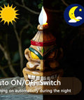 Outdoor Solar Tiki Head Statue With Dancing Flame Glow for garden yard patio tiki bar style torch light figurine, lit