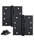 Heavy Duty 4 Inch Stainless Steel Door Hinges Matte Black Ball Bearing Set For Interior And Exterior Use, Square Corner, 2 Pack with screws
