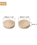 Flat Head Wood Plugs 1 Inch Set With 50 Pieces Wooden Button Screw Plugs For Diy Furniture Tables And Chairs Screw Hole Covers Unfinished Wood You Can Paint Or Stain, showing two round plugs with dimensions.