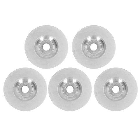 Ycauty 5 Pack Of 4 Inch Diamond Abrasive Discs For Premium Polishing And Deburring On Metal Wood Plastic With Tough Bowl Grinding Wheels That Last - Five 4 inch diamond discs viewed from above.