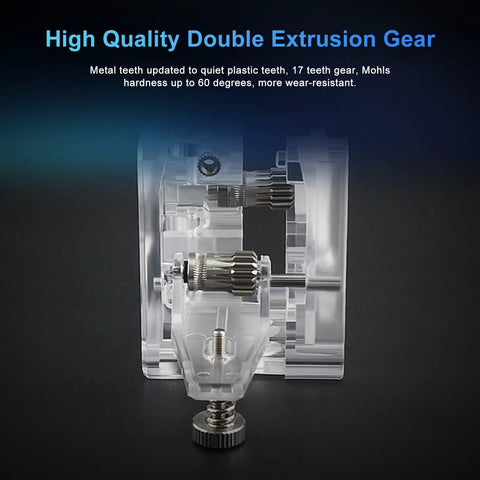 Dual Gear Drive Extruder Upgrade V3 Built For Ender 3 Series And CR-10 Prusa I3 DIY Printers With Bowden Style Feed Anycubic Mega S Tevo Tornado Wanhao D9 Anet A8 E10 No Jam Feeding High Torque Slippage Free, transparent dual-gear extruder