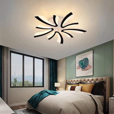 Chandelier Modern Ceiling Light With Remote Control, Dimmable Acrylic LED Semi Flush Mount Ceiling Lamp in bedroom