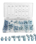 Metric Zerk Grease Fittings Kit 110 Piece Assortment NPT M6 M8 M10 Straight And 45 90 Degree Nipples Zinc Plated Steel
