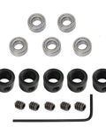 Five Piece 1/4 Inch Router Bit Bearing Kit With Ball Bearings For Shank Bottom Mounted Inner 1/4 Inch Outer 1/2 Inch Alloy Steel