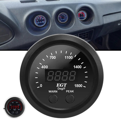 Ultra Thin Exhaust Gas Temperature Gauge 0 To 1800F Pyrometer With Red LED Display For Diesel Trucks Anti Vibration EGT Sensor Kit Compact Auto Gauge For Real Time Monitoring On The Go dashboard install