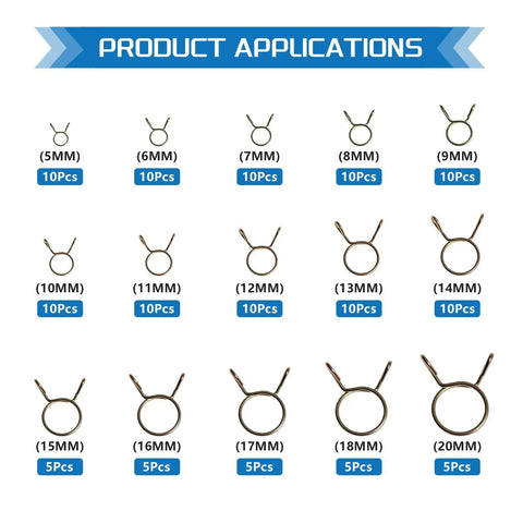 Product applications of Grab And Go All In One 15 Size Spring Hose Clamps Assortment Kit 5mm Through 20mm detailed view