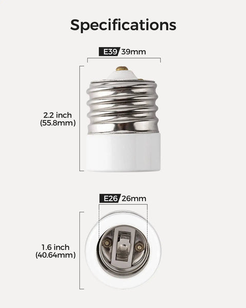 UL Listed Ceramic Mogul To Medium Base Socket Adapter For Antique Floor Lamps Not For Three Way Bulbs Porcelain Lamp Socket Converter From E39 To E26 Durable Ceramic Construction For Restoring Old School Vintage Lighting