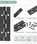 Top Shelf Heavy Duty 2 Pack 4 Inch Piano Hinges 304 Stainless Steel Black Continuous Cabinet Door Hinges With Pre Drilled Holes And Screws, detailed product information.