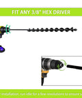 1.2 Inch By 24 Inch Planting Auger Drill Bit With 24 Inch Long Handle For Easy Garden Digging, Bulb And Bedding Plant Augers