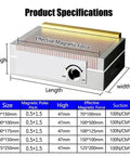 Effective magnetic force specifications for Permanent Magnetic Chuck For Precision Machining And EDM Wire Cutting Workholding No Power Needed With Mechanical On Off Switch Ideal For Bench Drills And Tapping Machines 100 By 100 Mm shown with measurements and force details at 100x100 mm.