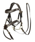 Brown Hobby Horse Bridle With Padded Leather And Lambswool Reins And Metal Bit Educational Toy For Kids 8 Plus Fits Hobby Horse Tack Realistic Tacking Practice And Skill Building For Little Riders, shown in close-up view with fine stitching.