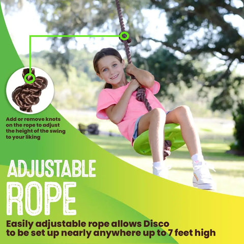 Child on Disco Tree Swing For Backyard Fun Three In One Swing Set For Kids Sit Stand Or Hang Easy Installation Heavy Duty