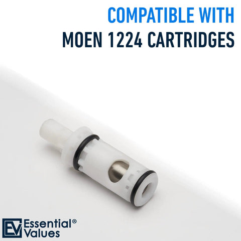 Moen 1224 Replacement Cartridge 2 Pack For Tub Shower And Two Handle Faucets, aftermarket brass 1224B plastic valve close-up
