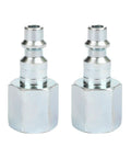 Industrial Air Plug Set With One Quarter Inch Body And Three Eighth Inch NPT Female Threads, Two Steel Air Fittings, Zinc Plated