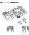 Keystock Bar And Keyway Set With 120 And 180-Piece Assortment For Pulleys Gears And Fasteners displayed in case
