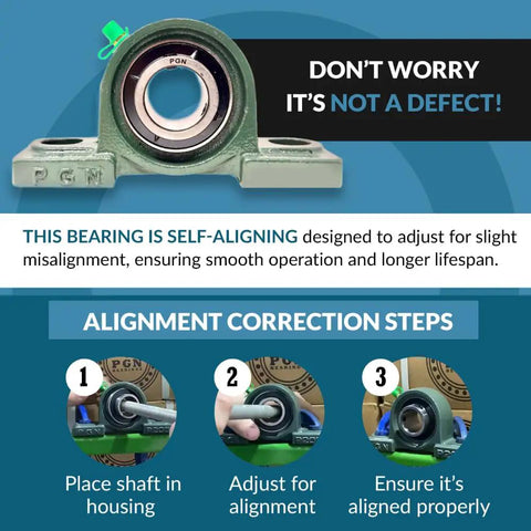 UCP205-16 Pillow Block Bearing Four Pack, Chrome Steel AISI 52100 Mounted Self Aligning Bearings, installation steps shown