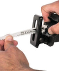 Hands demonstrating tool-free blade change on 18V Cordless Reciprocating Saw Tool Only With Variable Speed Trigger And Tool Free Blade Change For Fast Blade Swaps Easy One Hand Use LXT Compatible Great For Demolition Remodeling And Quick Cuts Blue.