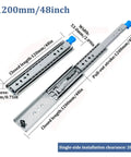 Beefy Heavy Duty 48 Inch Locking Drawer Slides 260 Lb Capacity Full Extension Side Mount Ball Bearing Rails measurements