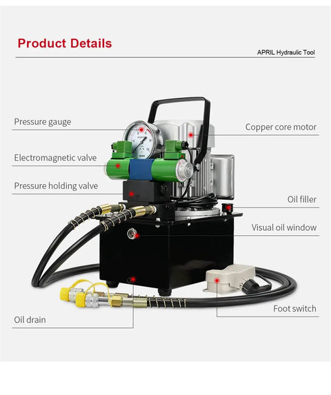 Rock Solid 750W Double Acting Hydraulic Electric Pump With 7 Liter Reservoir 220V 70Mpa High Pressure For Flatbed Lifts And Shop Equipment Built Tough To Crush Heavy Loads Easily