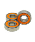 3-unit close-up of 10 Pack 5x13x4 S695C Hybrid Ceramic Bearing ABEC 7 2RS RS For RC Cars Orange Stainless Steel Ball