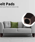 Set Of 8 Tough As Nails Square Wooden Couch Legs 4 Inch Tall Replacement Sofa Feet Heavy Duty Mid Century Modern Furniture Supports Rich Brown Finish with felt pads for floor protection.