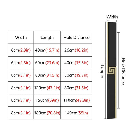 Dimensions chart for Heavy Duty Aluminum Pull Push Door Handles Two Sided For Front Doors Complete Kit For Double Door Entryways