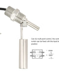 Beefy Liquid Level Sensor Stainless Steel Water Level Switch 110V 1/2 NPT Male Thread For Tank Pool Pond Garden Irrigation, Reliable Accurate Sensor For Water Management, shown with diagram.