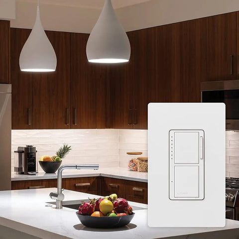 Maestro Dual Digital Dimmer And Switch For Incandescent And Halogen Bulbs 300 Watt Single Pole in modern kitchen