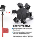 Slab Flattening Router Bit With Half Inch Shank And Six Wing Design For Fast Wood Surfacing, 3 Inch Cutting Diameter, Carbide Inserts 14x14x2mm close-up