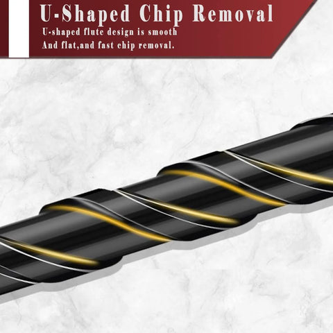 Mgtgbao serrated carbide masonry drill bit, 3/16 inch, black with gold grooves, close-up view