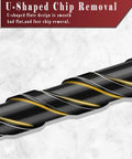 Close-up of 10 Piece Black Upgraded 4 Flute Serrated Carbide Masonry Drill Bit Set for fast drilling; U-shaped chip removal design.