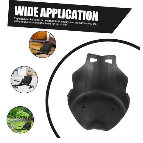 Replacement Kart Seat For Balancing Scooters And Go Karts, Lightweight Plastic Attachment, multiple views and applications shown