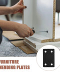 Person assembling cabinet with Six Pack Stainless Steel Flat Furniture Joining Plates For Easy Wood Repair And Assembly Durable Mending Plates